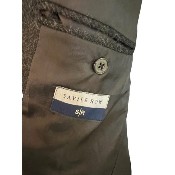 Savile Row Sport Coat Blazer Jacket Size 44 L Gray 100% Wool Tweed Herringbone - Picture 6 of 15